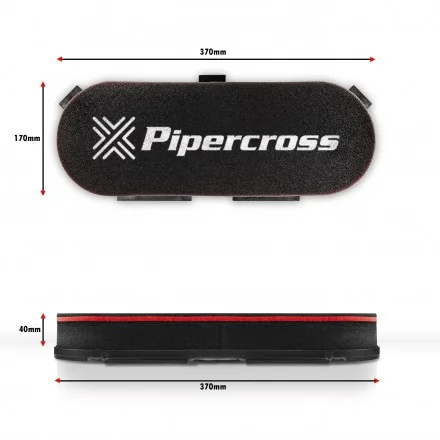 Sportowy filtr powietrza do gaźników Pipercross podwójny kopułowy 370x170x65mm, wys. wew. 40mm, moc sugerowana 210